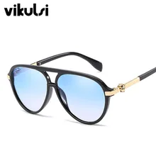 Новинка, модные солнцезащитные очки пилота для женщин, фирменный дизайн, знаменитостей, круглые, прозрачные, синие солнцезащитные очки, мужские, с оправой в виде черепа, очки Oculos de sol