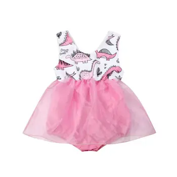 

Infant Newborn Baby Girl Dinosaur Romper Clothes Tulle Dress Outfit