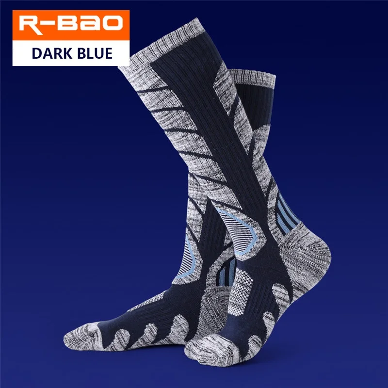 RB3301 высококачественные носки для катания на лыжах/пеших прогулок махровые теплые дышащие износостойкие спортивные носки - Цвет: Dark BLue