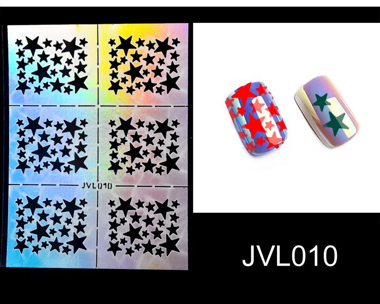 Лазерные полые виниловые наклейки для ногтей наклейки-трафарет руководство по переводу шаблон Сердце Звезда рыба дизайн ногтей наклейки ногтевая декоративная наклейка - Цвет: 010