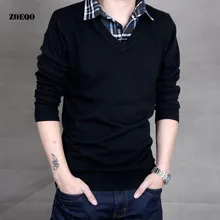 ZOEQO стиль мужской классический вязаный свитер мужской пуловер с длинными рукавами Трикотажное изделие с вырезом в форме буквы V одежда мужские обтягивающие удобные свитера 563