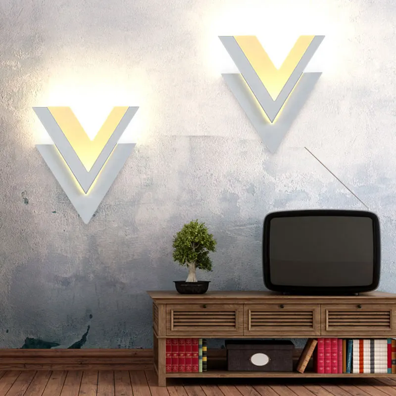 

LED Wall Lamp Acryl 10W Modern Simple 80-265v V Shape stairs wall lamp Wall Mounted Light Home Lighting Room Beside