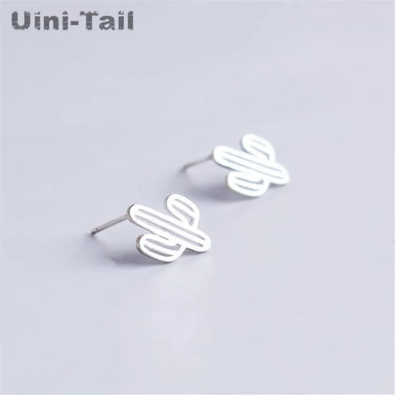 

Uini-Tail new 925 sterling silver hollow cactus earrings Korean version of the simple fashion hypoallergenic earrings GN300