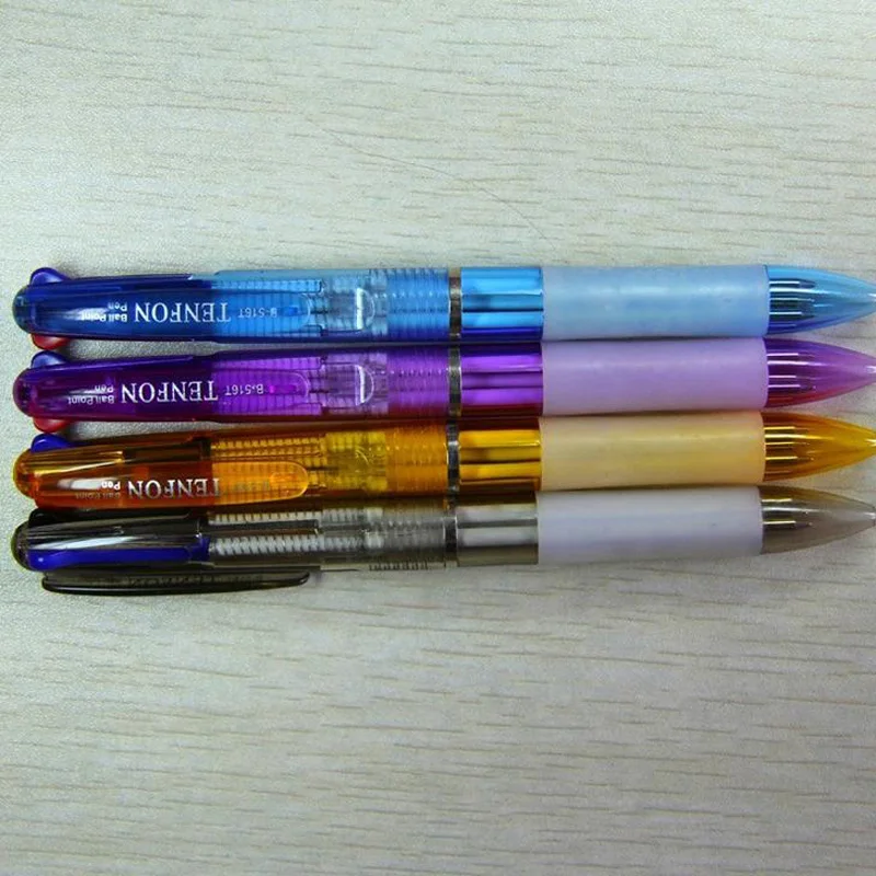4 штуки в партии 3 вида цветов ссылку в 1 Нажмите Шариковая Ручка 0.7 мм классические офисные и школьные принадлежности ручки канцелярские Эсколар материал