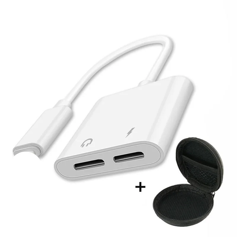 2 в 1 двойной для lightning Jack Aux кабель для наушников IOS 12,3 11 для iPhone XS Max X 8 7 Plus двойные наушники аудио адаптер для зарядки - Цвет: white with bag