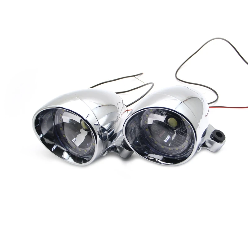

2PCS 10MM Screw Chrome Motorcycle ABS LED Fog Lamp Passing Driving Spot Light Headlight DC12V For Harley Touring Chopper Cruiser