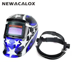 NEWACALOX синяя звезда Солнечная Автоматическая Затемняющая Сварочная маска MIG MMA сварочный шлем сварочный/Grind/TIG ARC сохранение для сварочных