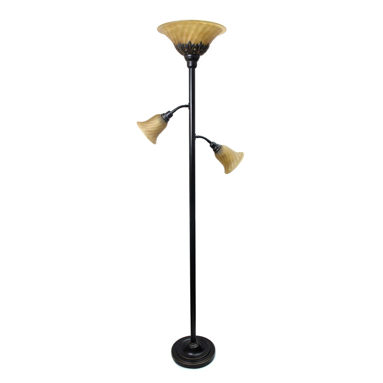 Elegant Designs 3 Light Floor Lamp with Scalloped Glass Shades - Restoration Bronze scalloped triangle halter bralette