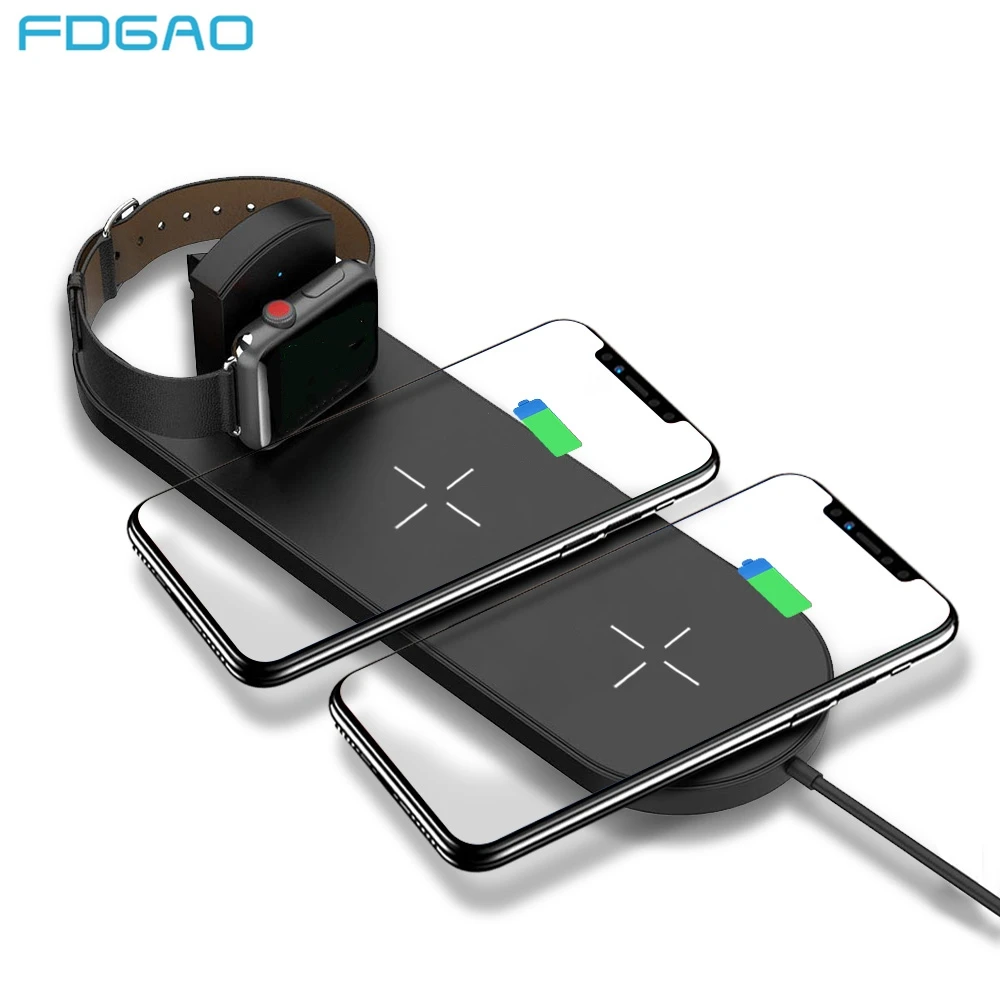 Fdgao 3 in 1 Fast Charging Dock Qi Wireless Charger for