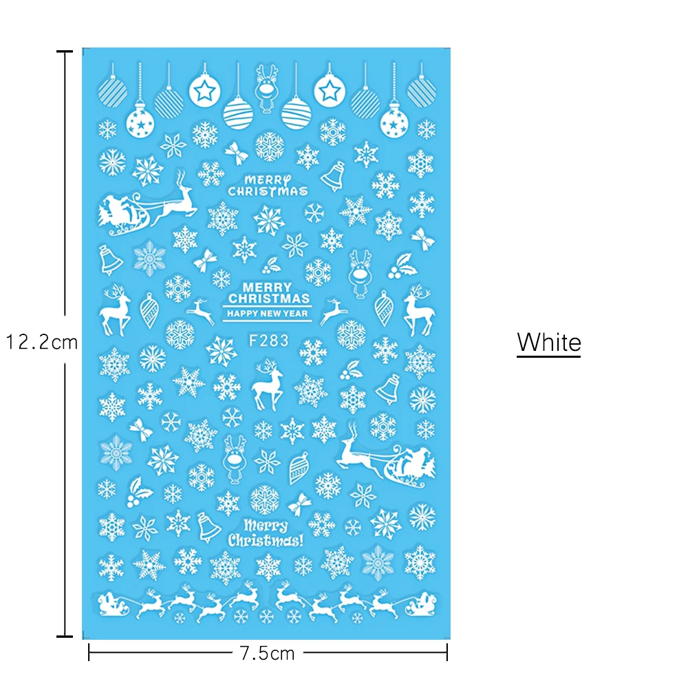 1 лист 3D наклейка для ногтей смешанный олень/снежинка дизайн ногтей стикер для Рождества DIY украшения ногтей наклейки Советы BEF283