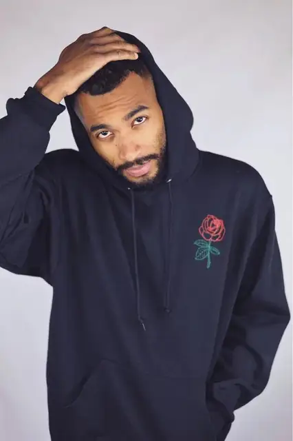 2018 hombres Rosa negro Sudadera con capucha Floral