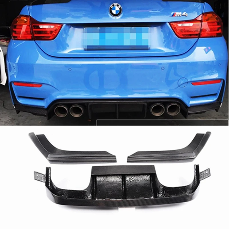 For BMW M4 Carbon fiber rear bumper lip spoiler diffuser With splitters for F80 M3 F82 F83 2014-2017 Convertible V Style | Автомобили и