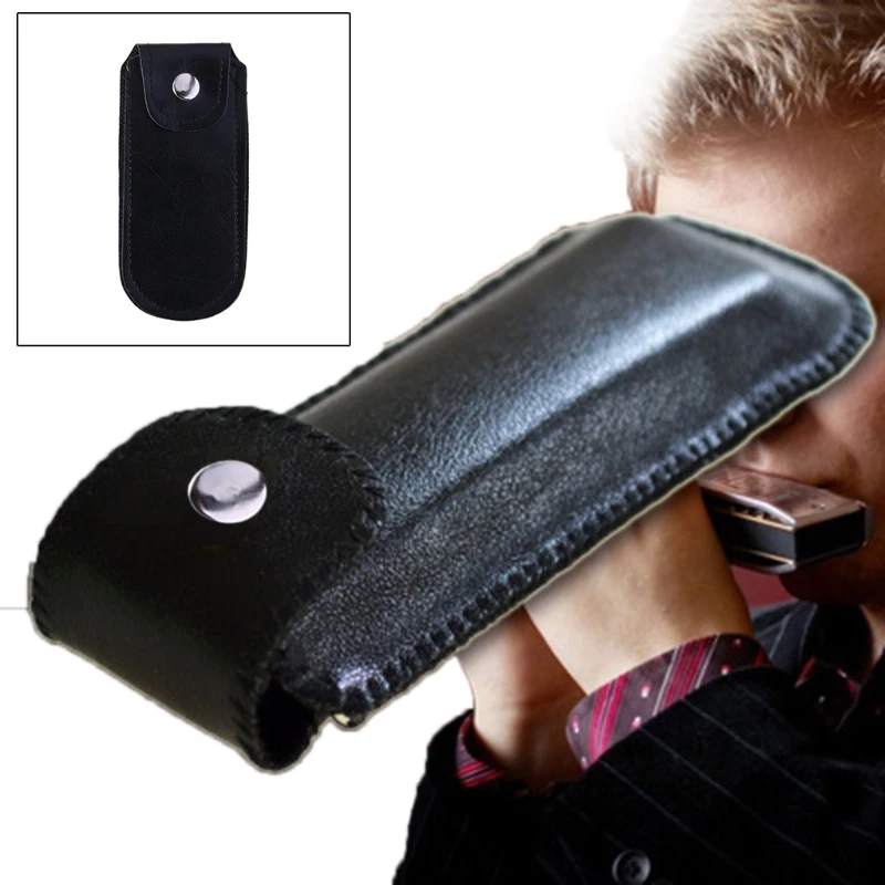 

OOTDTY 10 Holes Harmonica Case Artificial Leather Bag With Buckle for Student