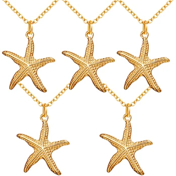 

5 pieces/Lot Gold Color Alloy Starfish Necklace for Women Chain Pendant Necklace Summer Jewelry Starfish Collar 2019 Fashionable