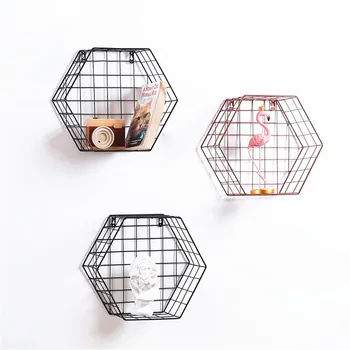 

Hexagon Metal Table Storage Basket Chic Nordic Scandinavian Wall Mounted Desk Storage Basket Magazine Organizer Home Decor
