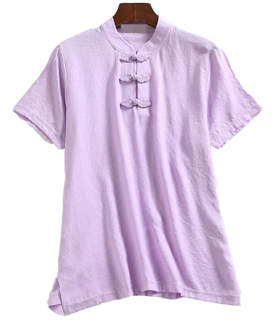 

9color summer cotton&linen short sleeve t-shirts tai chi wushu lay suits kung fu uniforms martial arts shirts purple/blue/pink