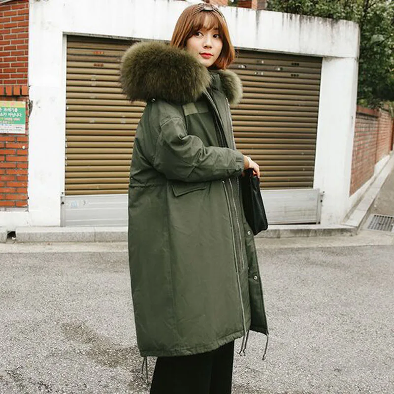 

Huge Real Natural Raccoon Fur Collar 2019 Winter Jacket Coat Women White Duck Down Jacket Hood Warm Parka Plus Size Female Coat