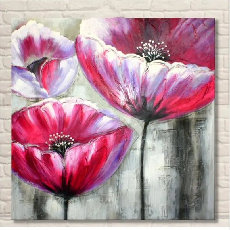 

Large Canvas Pictures Handmade Floral Paintings Handpainted Abstract Red Flower Oil Painting Home Decor Wall Art For Living Room