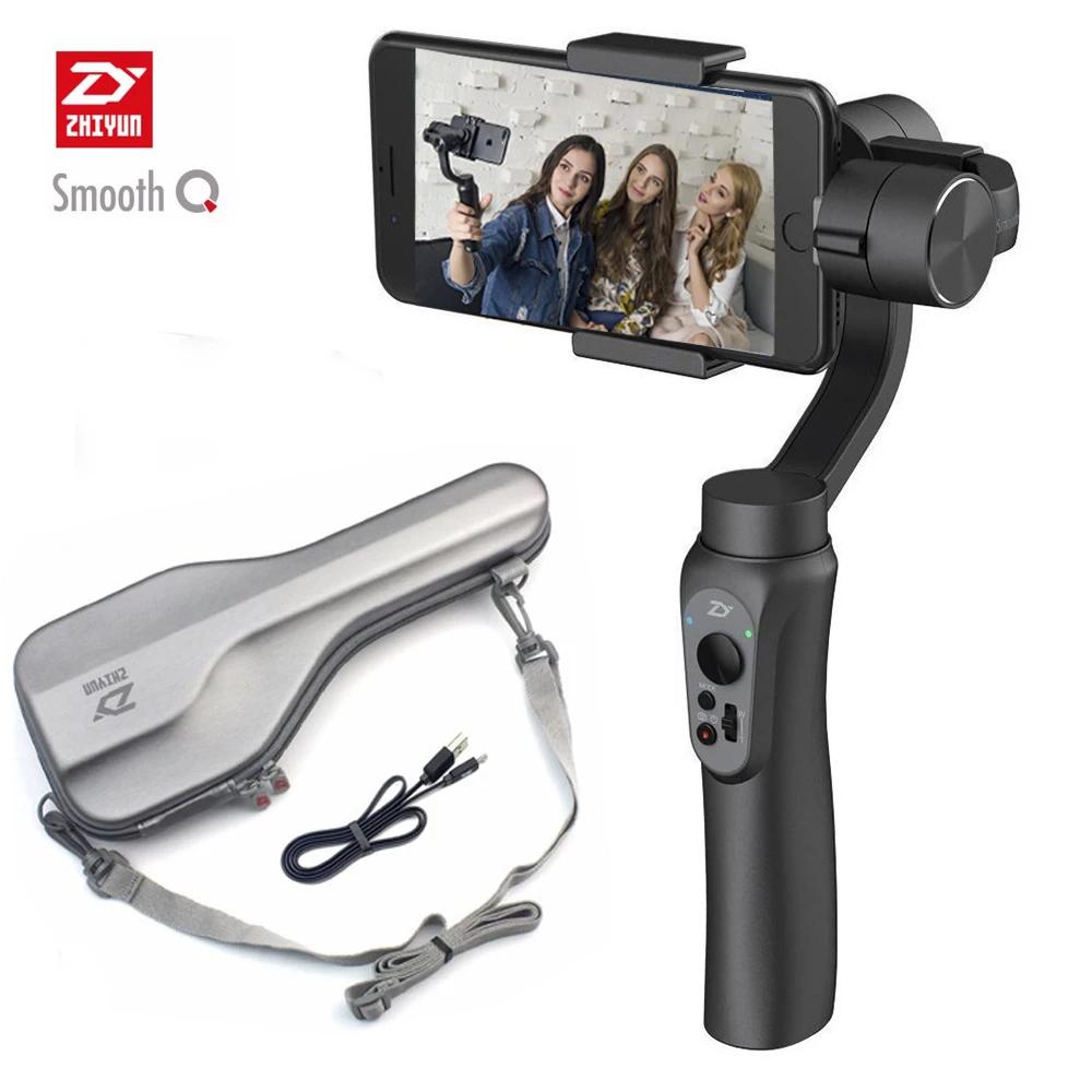 

EU Stock Zhiyun Smooth Q 3-Axis Handheld Gimbal Stabilizer for Smartphone under 6.0 Inches 220g Payload with GoPro Clip Cramp