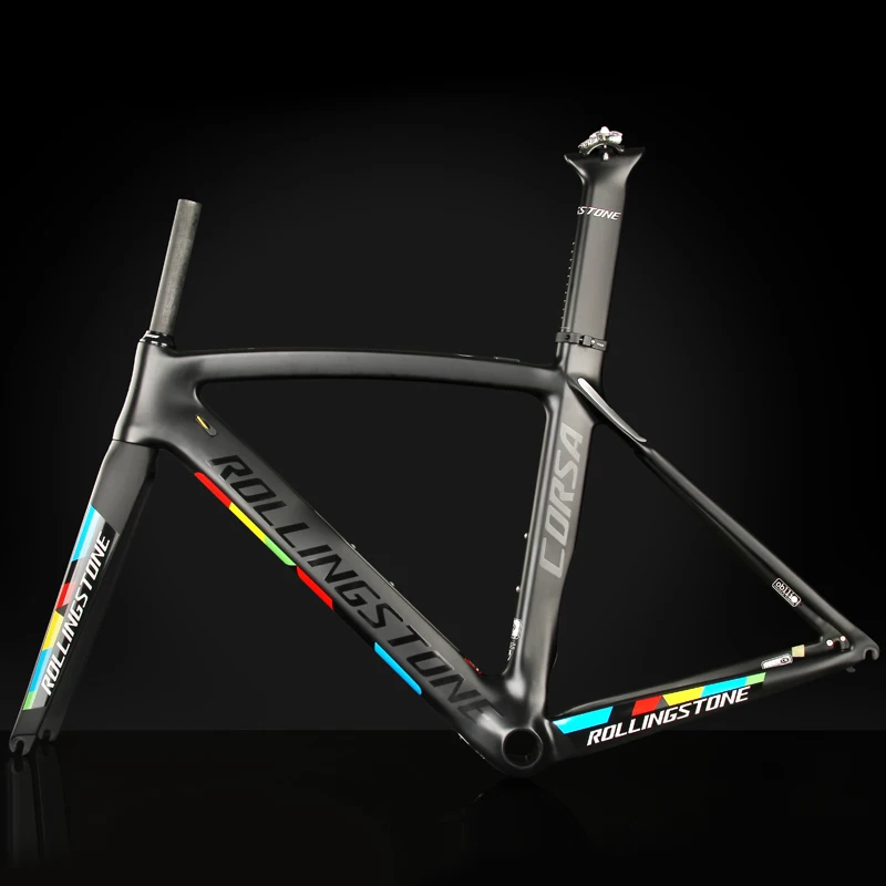 Rolling Stone Corsa аэродинамическая дорожная карбоновая рама набор черный синий 46 см 49 см 52 см UCI сертифицированная рама для дорожного велосипеда велосипедная Рама
