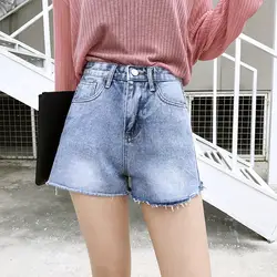 Джинсовые шорты женские летние корейские свободные повседневные широкие шорты джинсы женские с высокой талией уличная хип-хоп