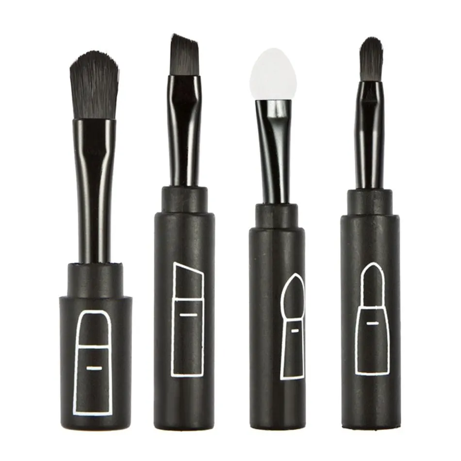 Portable 4 in 1 Makeup Brush Set Mini Shaving Brush Lip Brush Eyebrow