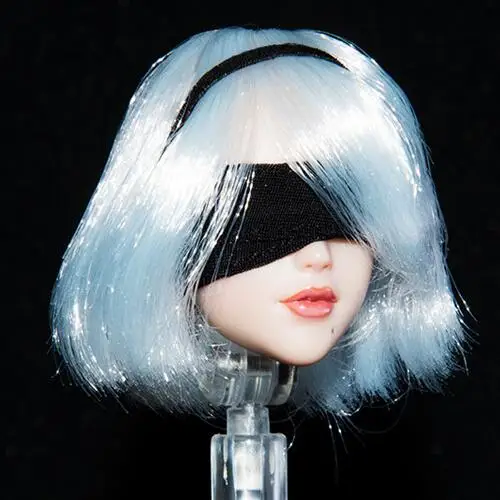 Коллекция 1/6 г. весы Женская резьба по голове NieR голова: Automata 2B длинные белые
