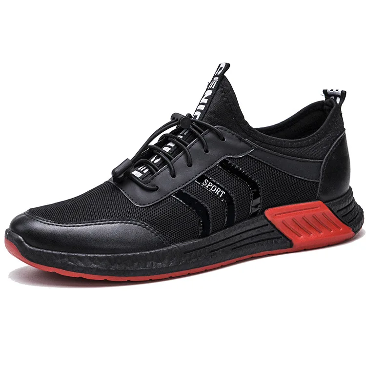 2019 spring Men's black Sneakers Casual Wild Fashionable Mesh Breathable flat shoes outdoor walking Movement Elastic band shoes