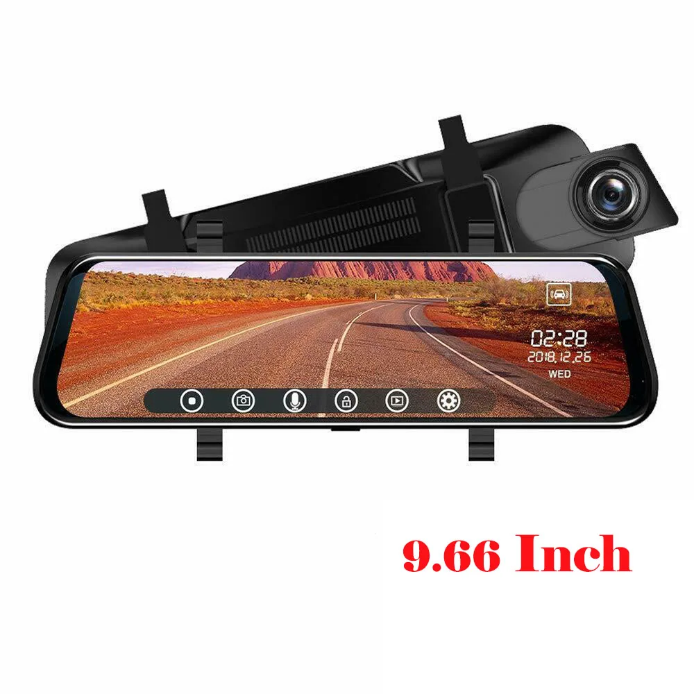 

1080P Full HD Touch Screen Car Rearview Mirror Dash Cam 9.66-Inch 720P Rear Camera Car DVR Car Driving Video Recorder Camera