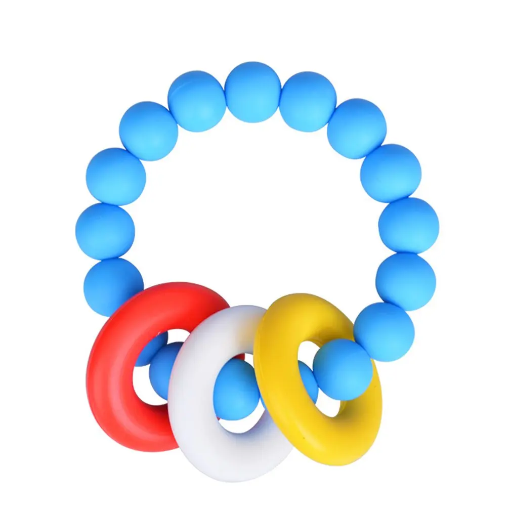 Food Grade Silicone Baby Teether Colorful Soothing Teething Ring Non