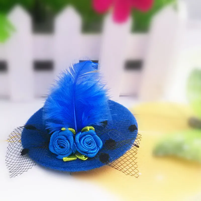 

New Fashion Party Cap Hairpins Festival Hat Ribbon Flower Cute With Fur Barretes Children Hair Accessories Hair Clip for Girls