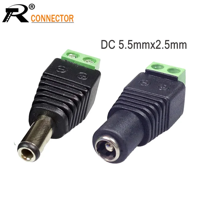 10pcs/lot 5.5mm*2.5mm Male/Female DC Power Jack Plug for CCTV Cameras