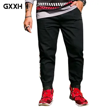 

tide brand Large size Men's Elastic waist Beam feet Nine pants Loose Elastic Straight Casual Black jeans Size XL-4XL 5XL