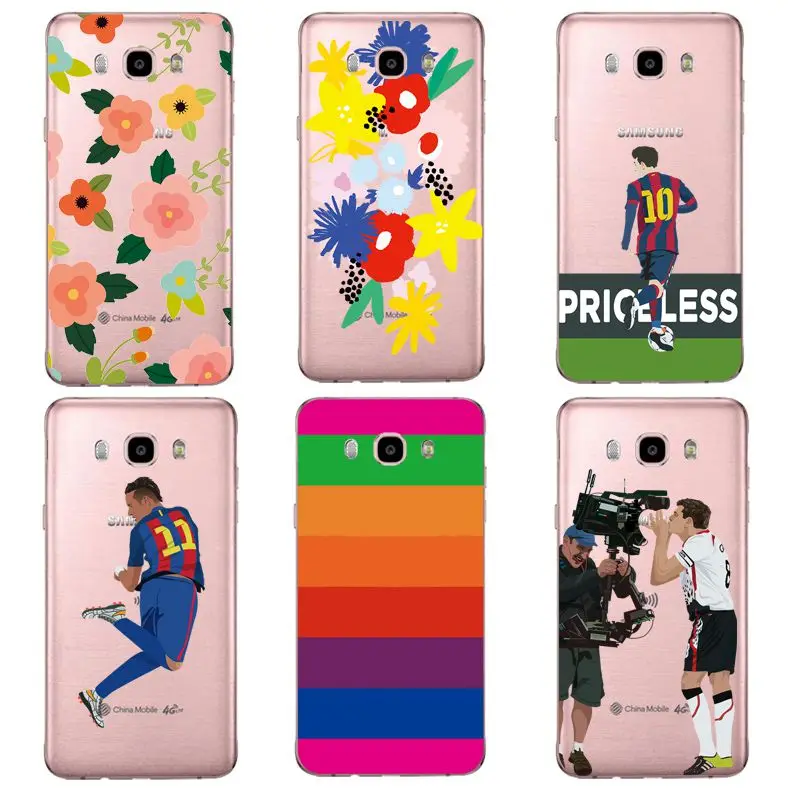 Мягкий прозрачный чехол из ТПУ для Samsung J3 J5 J7 S6 S7 S8 note8 A3 A5 C7 J2prime Strip Soccer Flower Cover