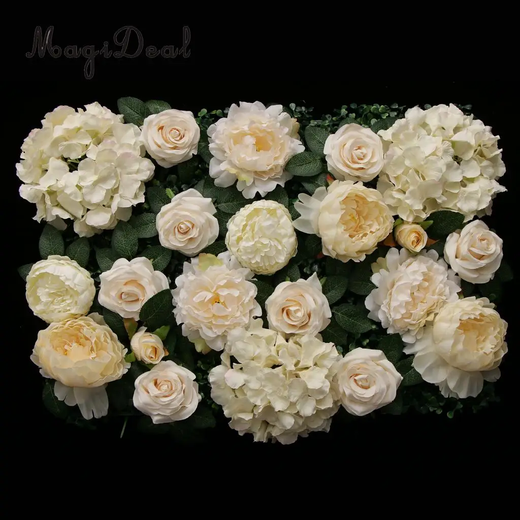 Artificial Rose Peony Hydrangea Flower Wall Panels Backdrop Blue