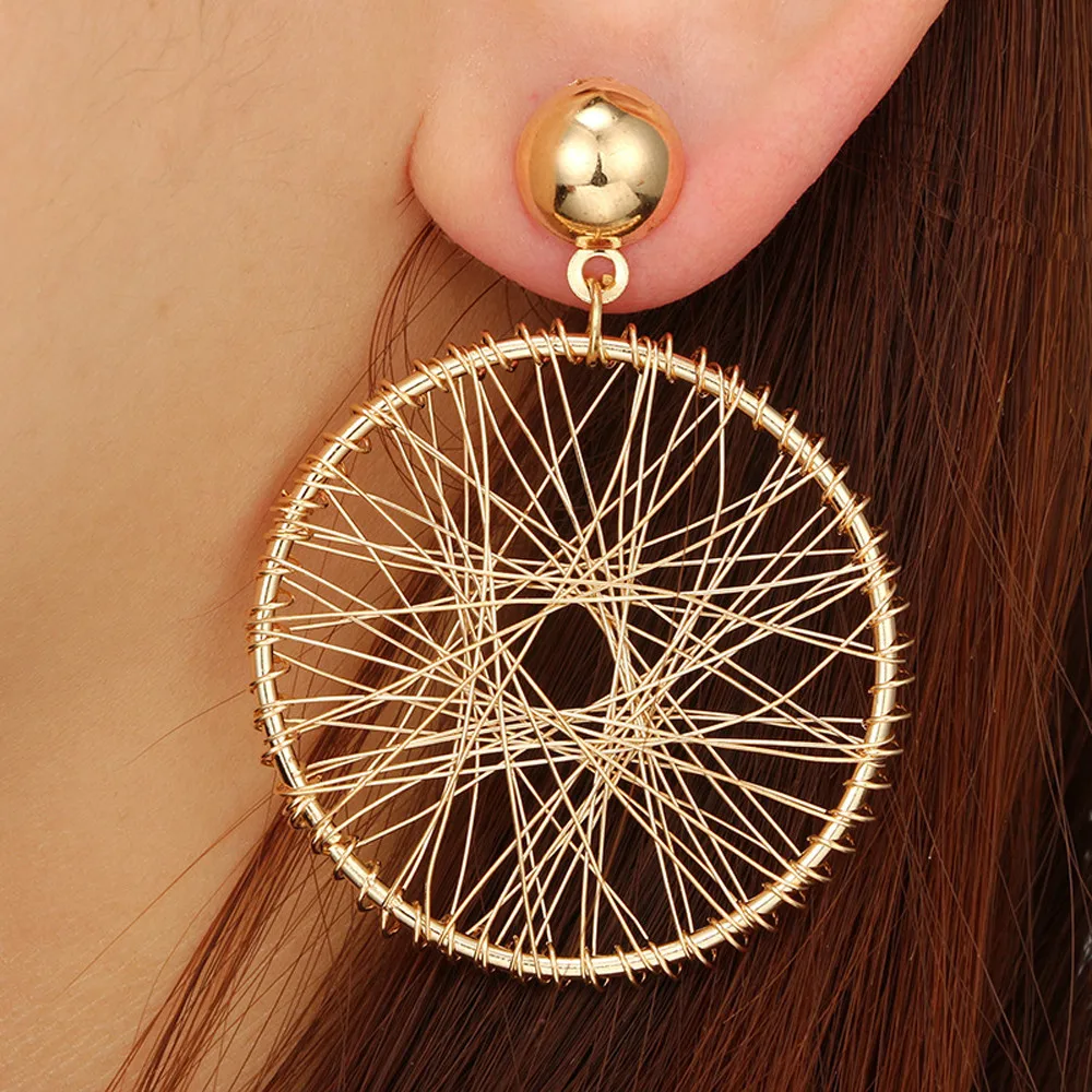 

Personality Gear Mesh Earring Fashion All-match Geometric Big Round Earring Jewelry Accessories Oorbellen Exquisite Bijoux