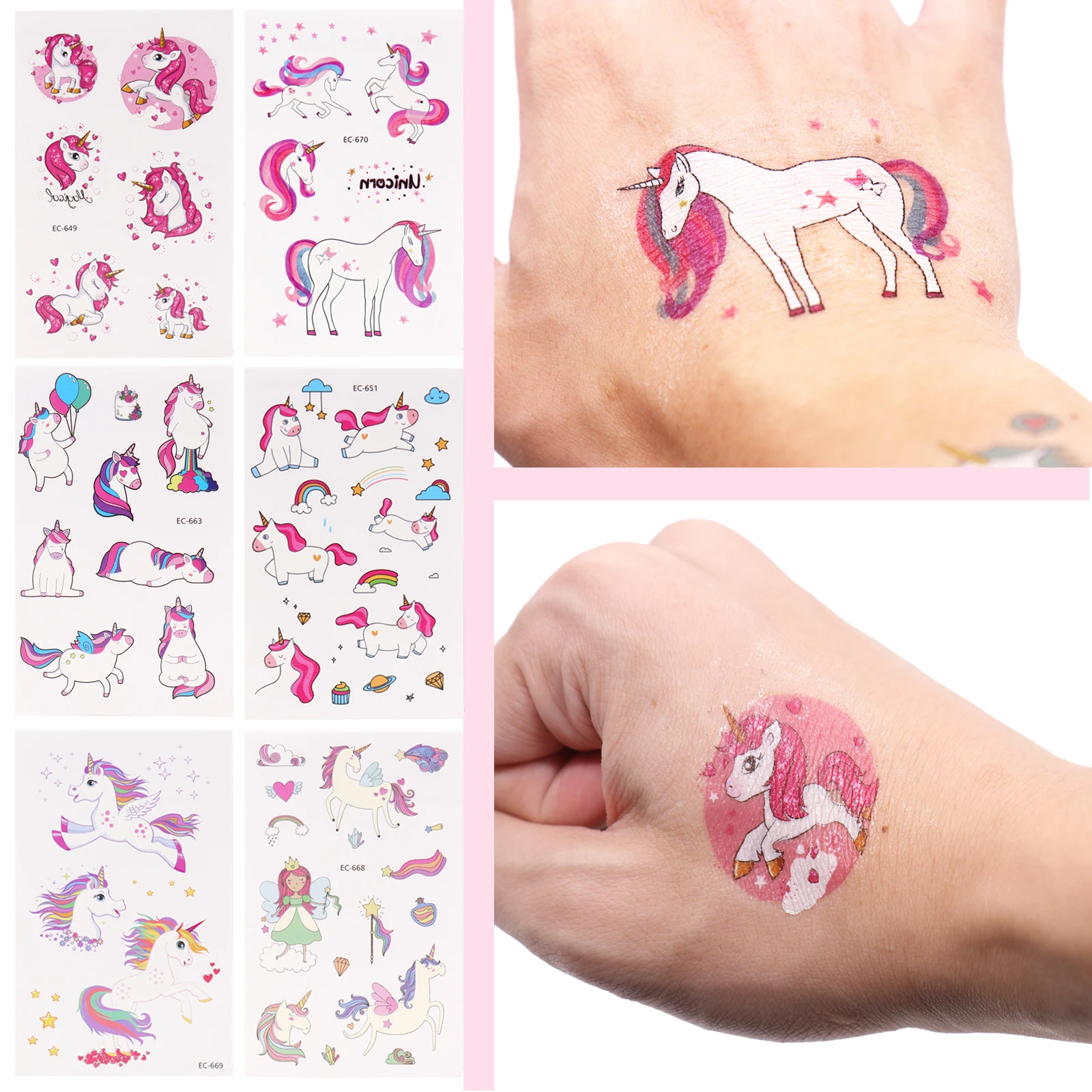

1pc New Cartoon Unicorn Horse Tattoo Sticker for Kid Cute DIY Decoration Tattoo Children Art Waterproof Temporary Tattoo Sticker