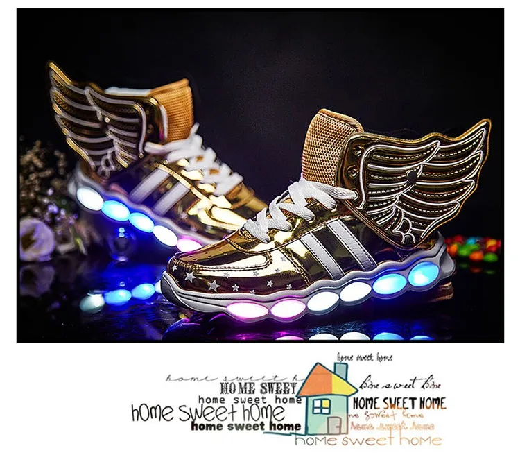 Meninas de Carregamento Crianças Sapatos Luminosa Meninos Usb Esporte Casuais Asa Brilhantes Tênis Luz Led 24 meninas de carregamento usb esporte sapatos casuais