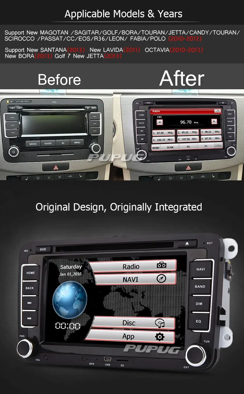 Flash Deal Free Reversing Camera + EinCar Double Din 7 Inch Car Stereo Radio DVD GPS Nav CD Player In Dash Bluetooth Touch Screen Head unit 2