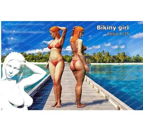 

Unassambled 1/35 MODERN SUMMER BIKINY GIRL Resin figure miniature model kits Unpainted