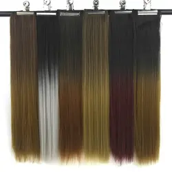 Soowee 20 Цвета черный к серому Ombre волос высоких температур Волокно Синтетические волосы площадку прямо клип в наращивание волос парики