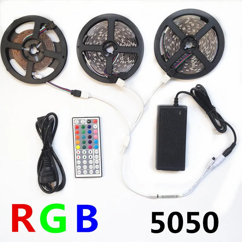 5050 RGB led strip light 5M 10M 15M 30led M SMD Stripe diode tape 44 key