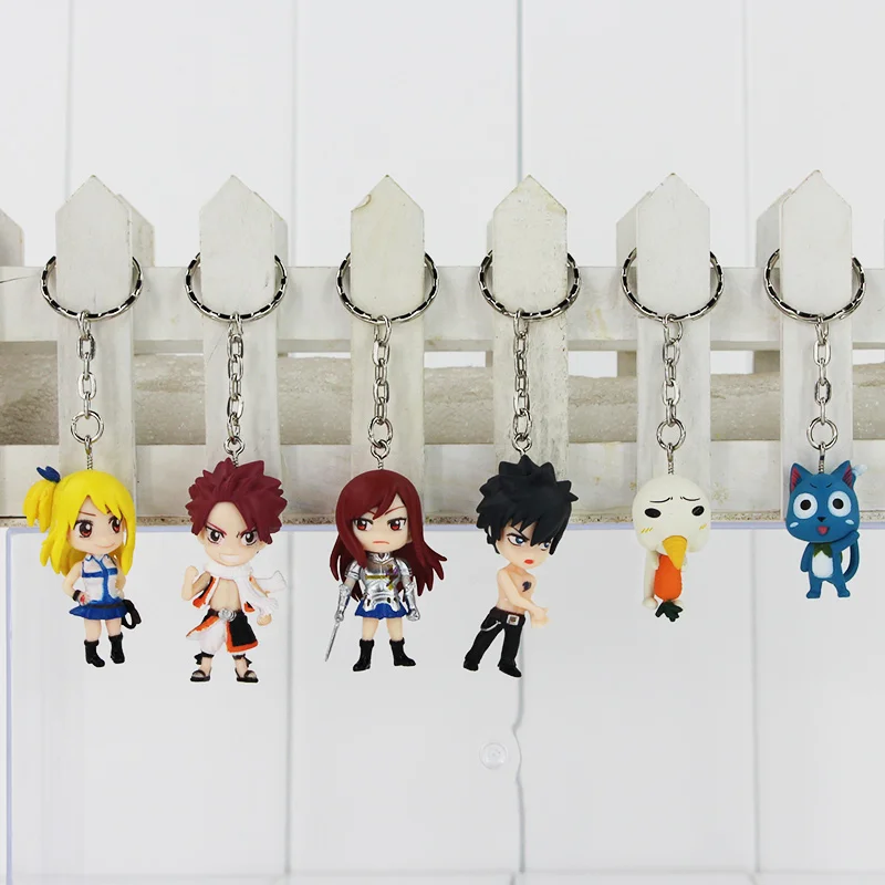 6pcs lot Anime Fairy Tail Figure font b Toys b font Natsu Dragneel Lucy Gray Erza