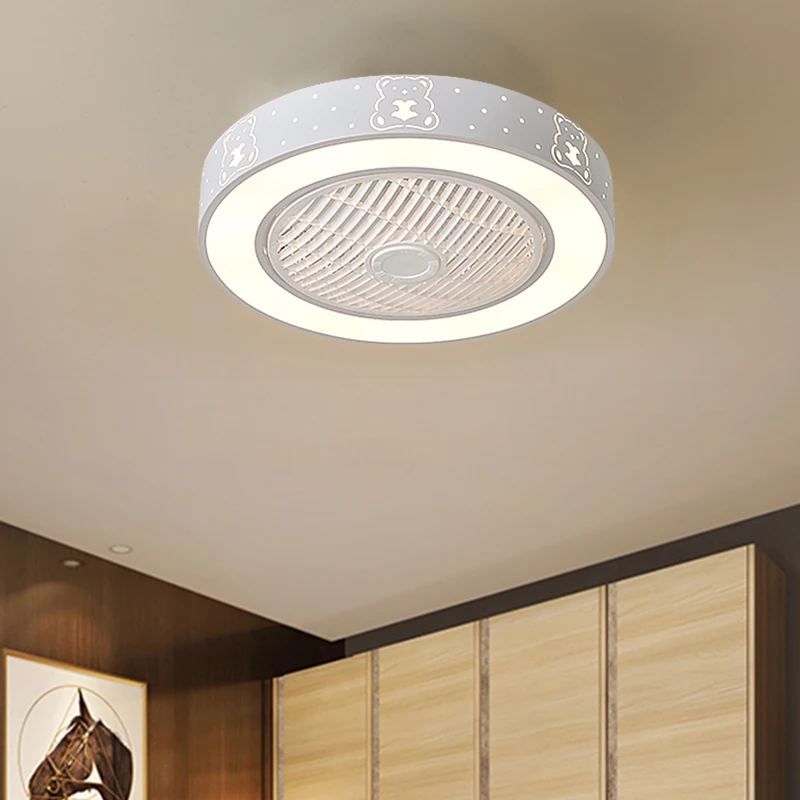 

Modern minimalist white painted iron ceiling fan light crystal decorative acrylic LED lighting dimmable bedroom fan lamp AC220