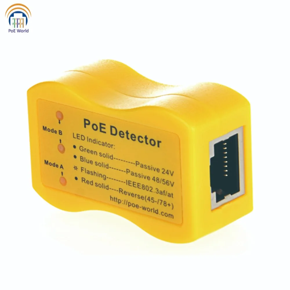 PoE детектор PoE Тестер быстро определить мощность через Ethernet с RJ-45; Светодиодный дисплей показывает пассивный/802.3af/at; 24 В/48 В/56 в