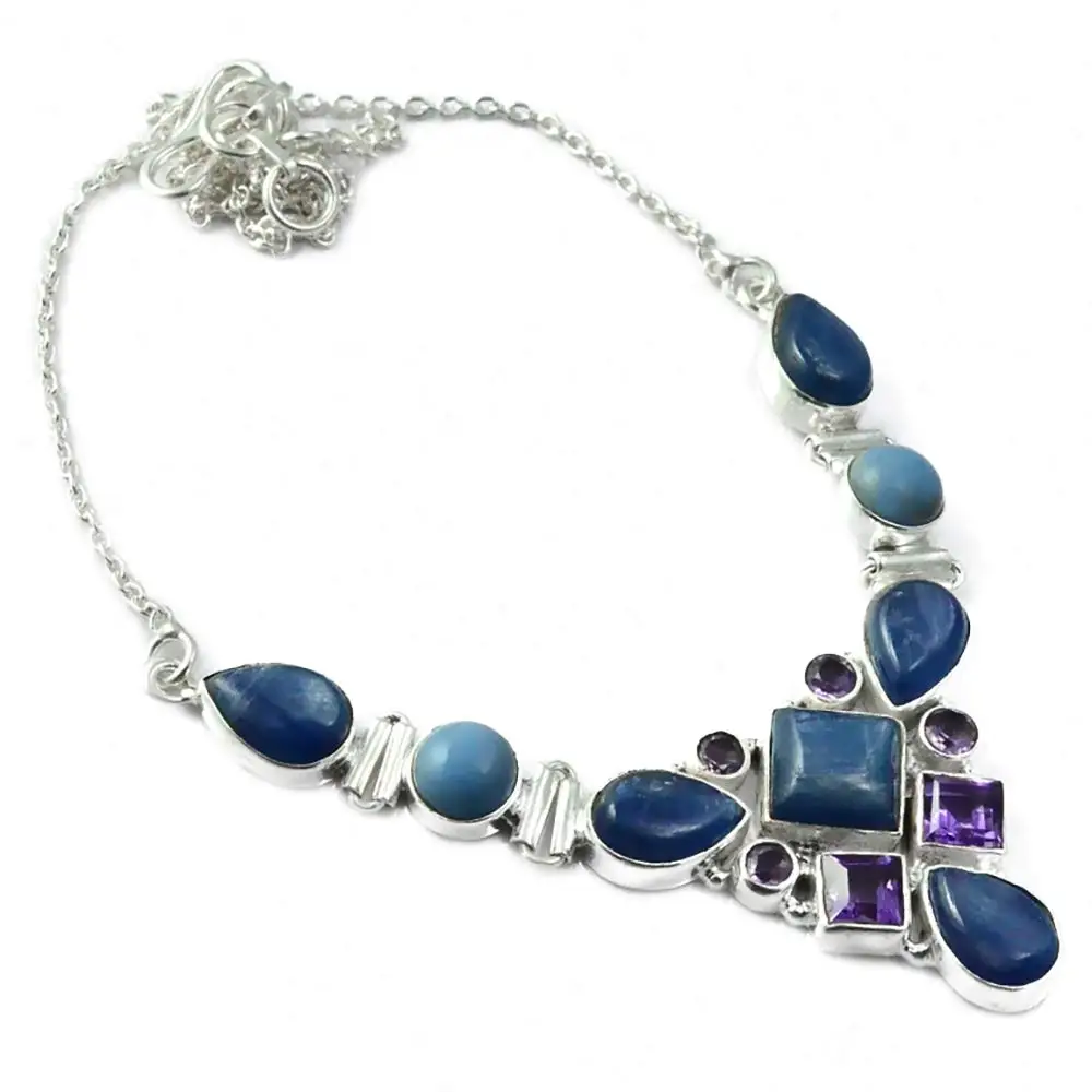 

Nature Kyanite + Amethyst Necklace 925 Sterling Silver, 46 cm, 2SN0051