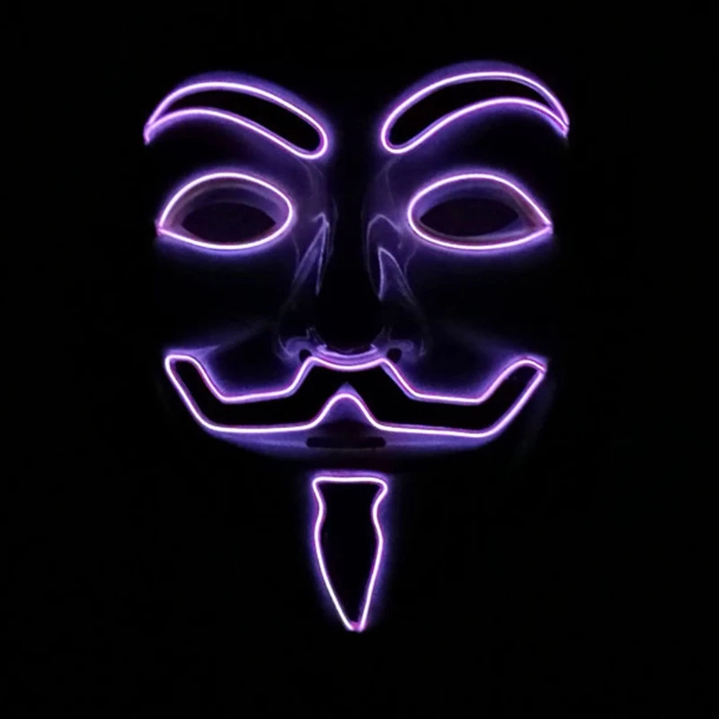 Хэллоуин Призрак Свет Светящиеся светодиодный EL провода Косплэй полный маска вечерние Декор