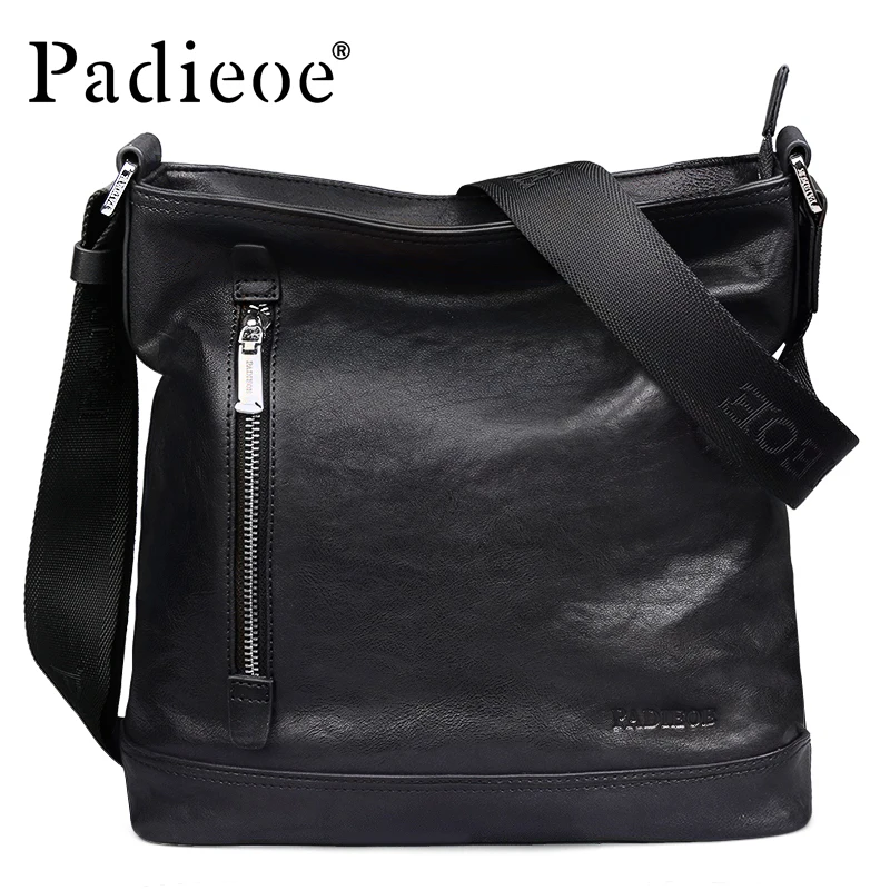 Padieoe fashion men bag genuine leather male crossbody shoulder bags casual brand men messenger bags