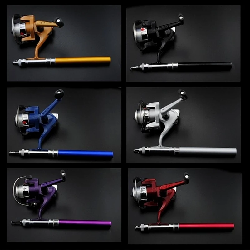 1m 1.5m pen shape fishing rod spinning reel set lift weight 1-1.2kg red blue small telescopic ice fishing pole child gift