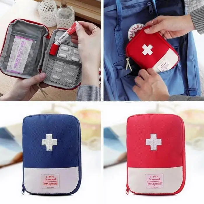 Портативный Открытый медицинский мешок первой помощи розовый, синий, красный спасательный аварийный лекарственный мешок на молнии для